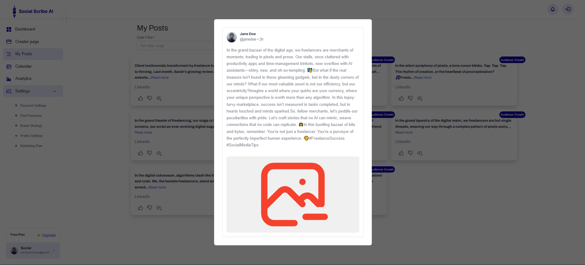 Content calendar and scheduling