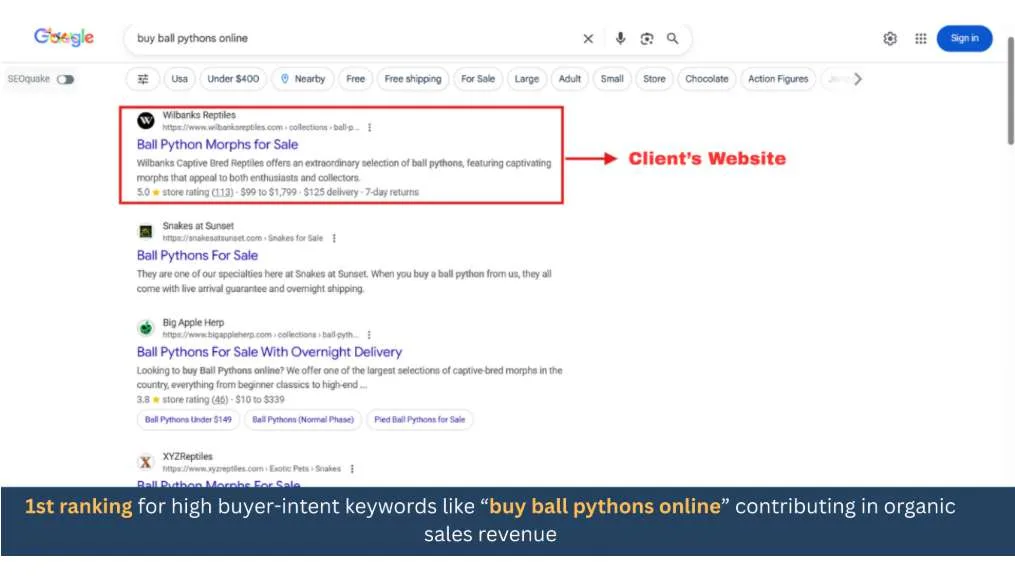 Google #1 ranking for buy keywords