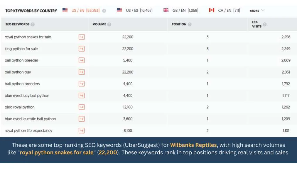 Top ranking keywords with high search volume