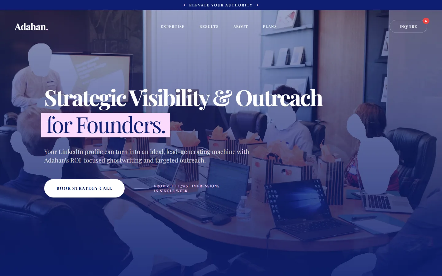 Adahan Marketing Premium LinkedIn Strategy landing page — built by WebFused